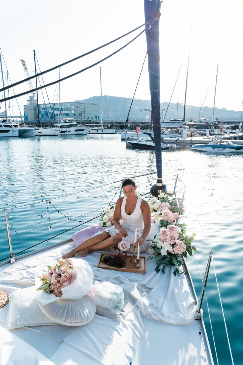 Romantic proposal setup in Barcelona – candles and roses