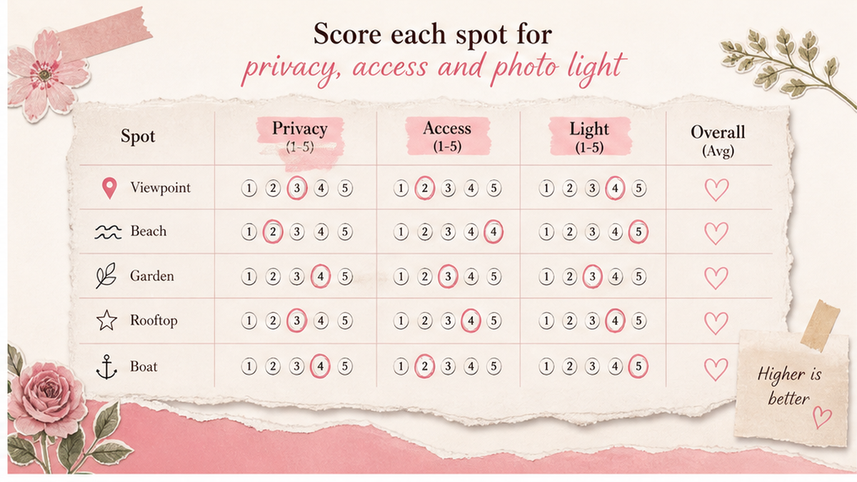 Privacy, access and light scorecard for Barcelona proposal spots
