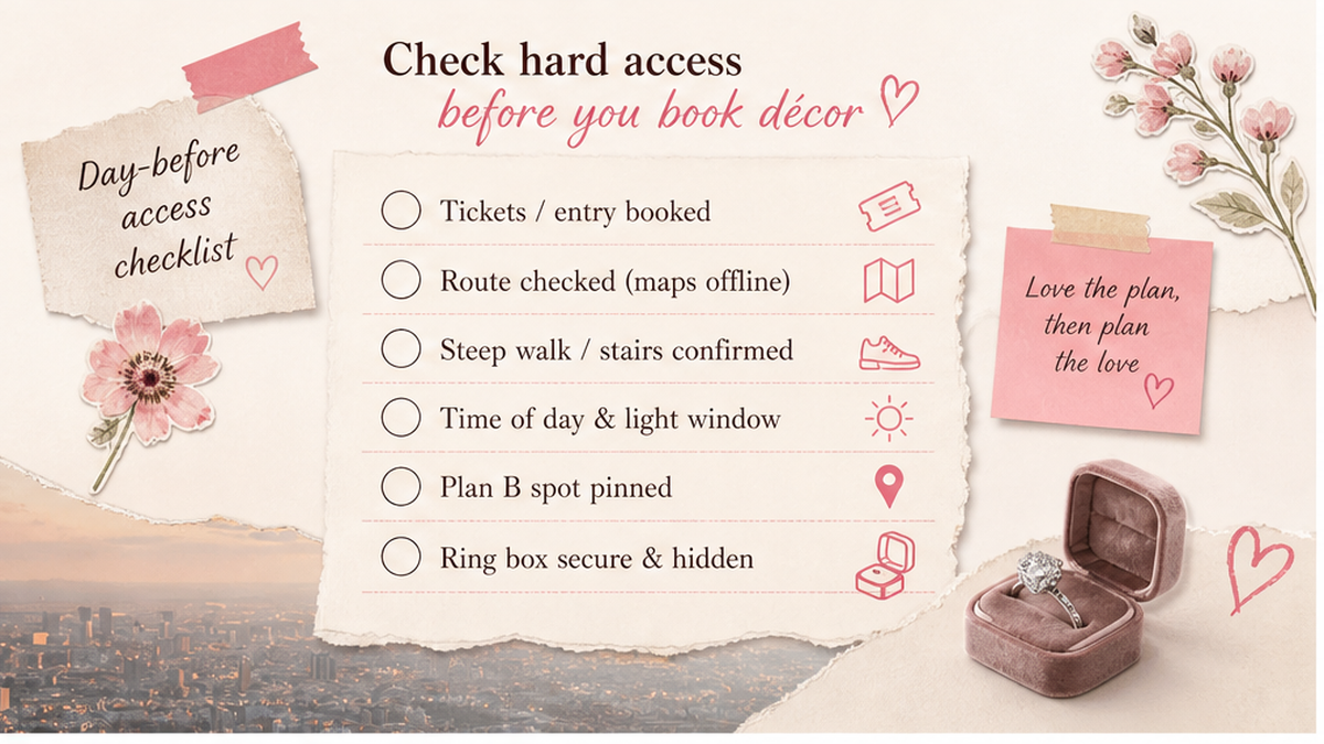 Access checklist before booking proposal décor in Barcelona