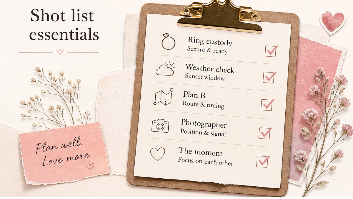 Proposal checklist board: Shot list essentials