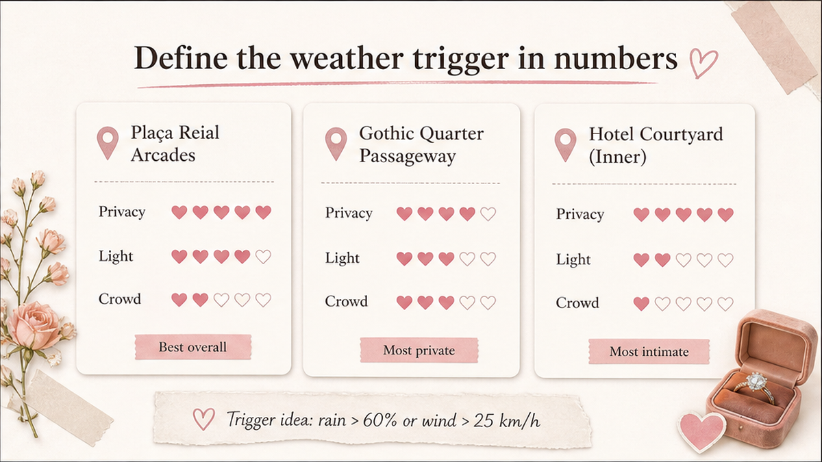 Proposal spot comparison card: Define the weather trigger in numbers