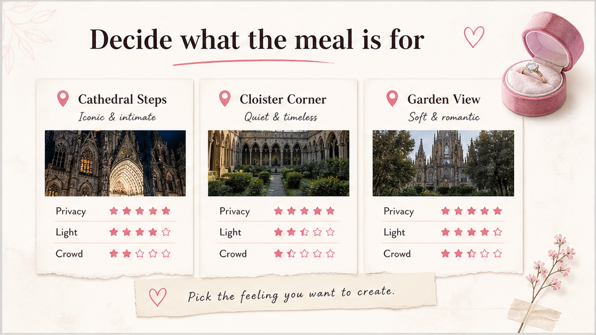 Proposal spot comparison card: Decide what the meal is for