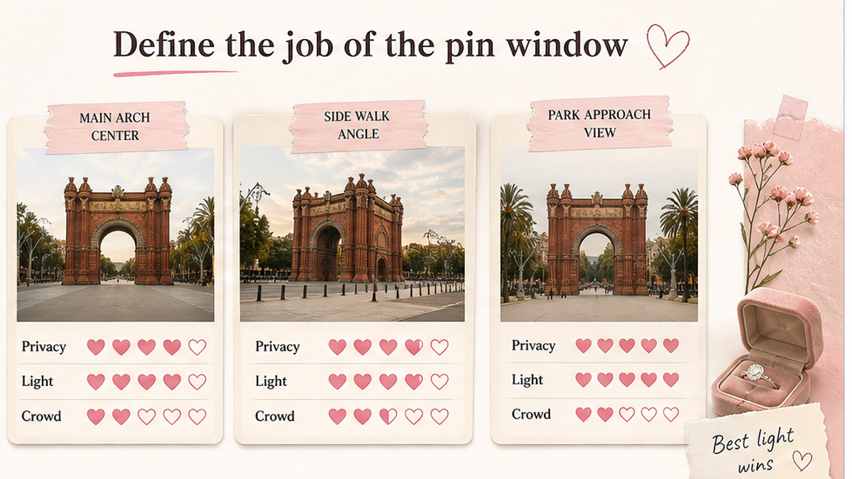 Proposal spot comparison card: Define the job of the pin window