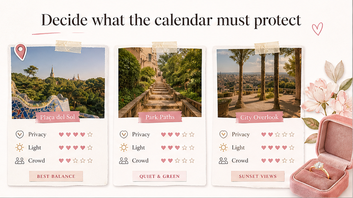 Proposal spot comparison card: Decide what the calendar must protect