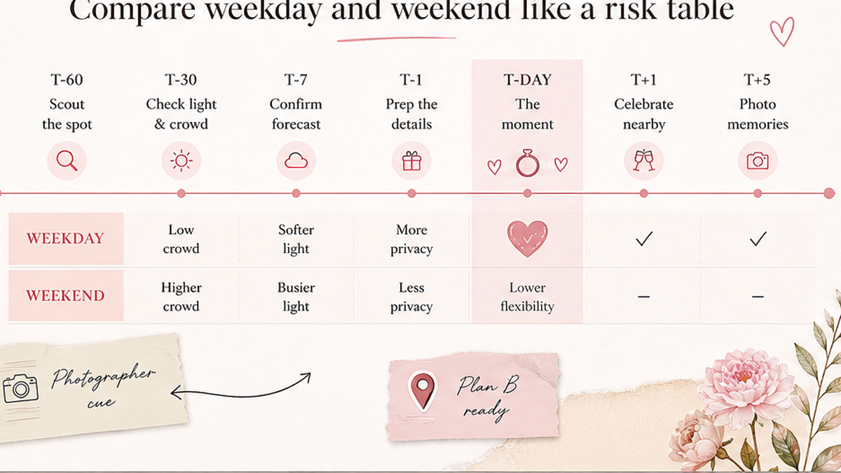 Proposal day timeline: Compare weekday and weekend like a risk table