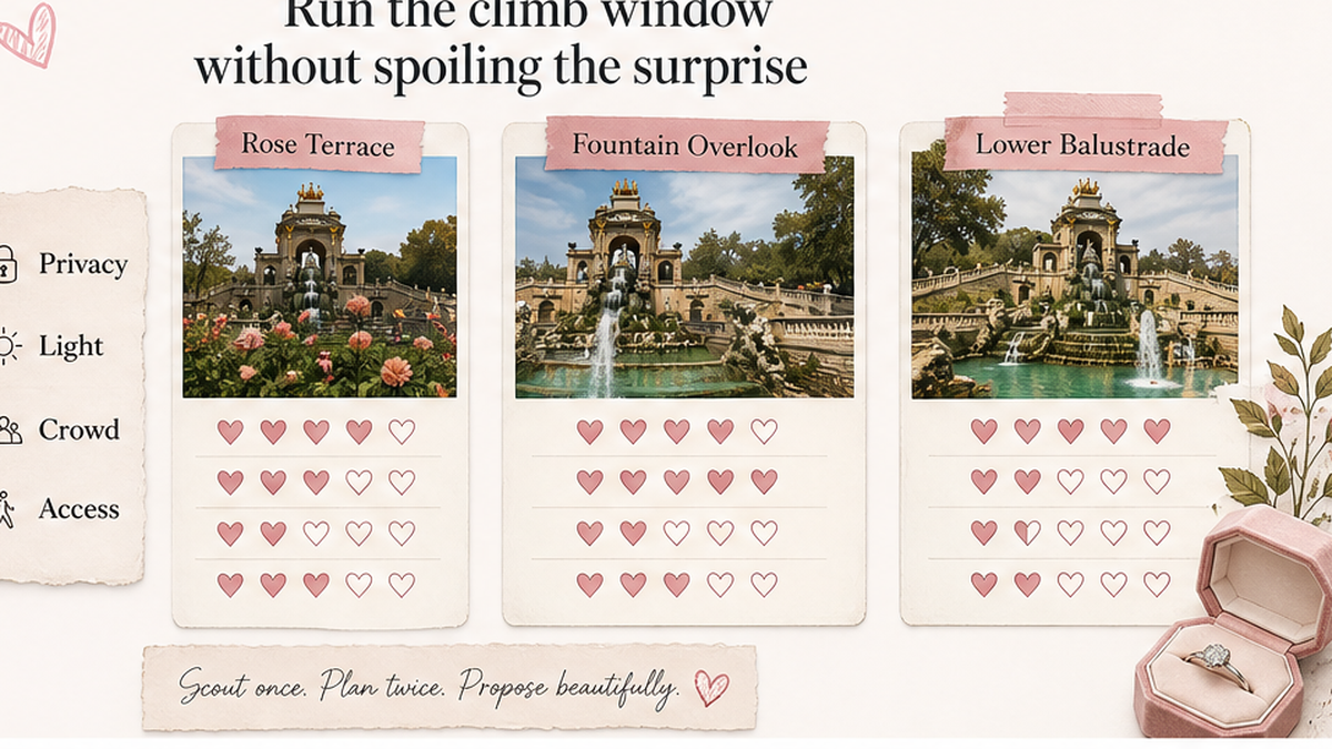 Proposal spot comparison card: Run the climb window without spoiling the surprise