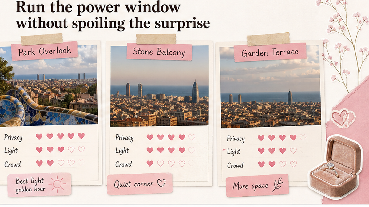 Proposal spot comparison card: Run the power window without spoiling the surprise