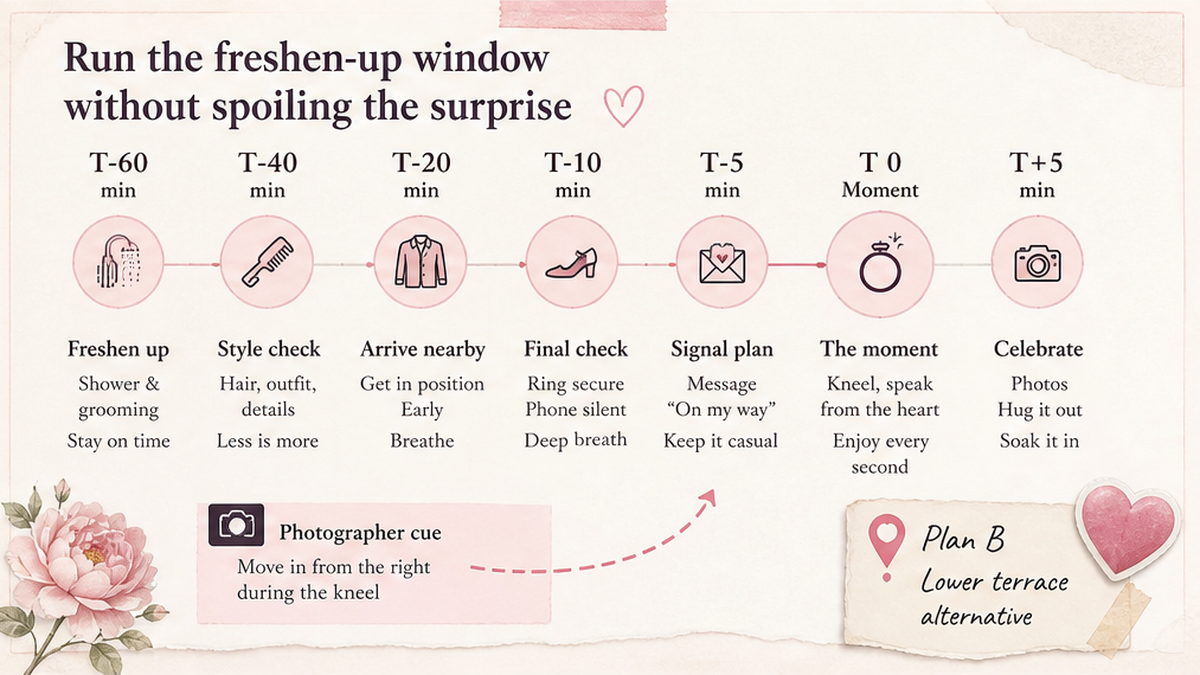 Proposal day timeline: Run the freshen-up window without spoiling the surprise
