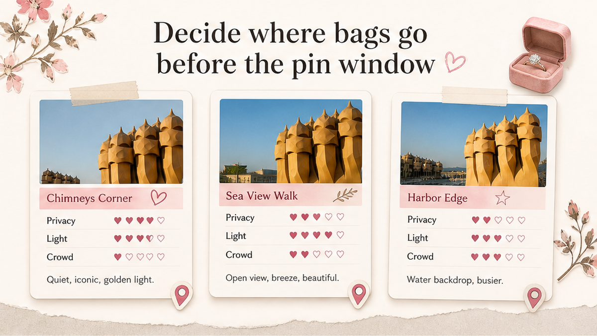 Proposal spot comparison card: Decide where bags go before the pin window