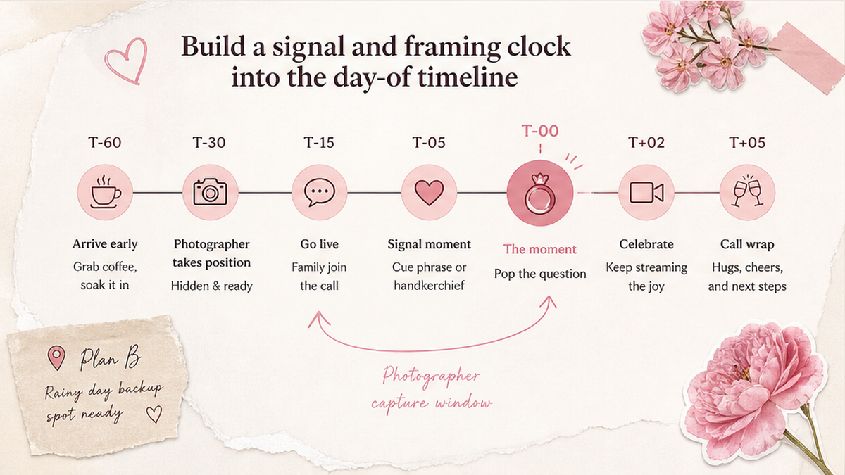 Proposal day timeline: Build a signal and framing clock into the day-of timeline