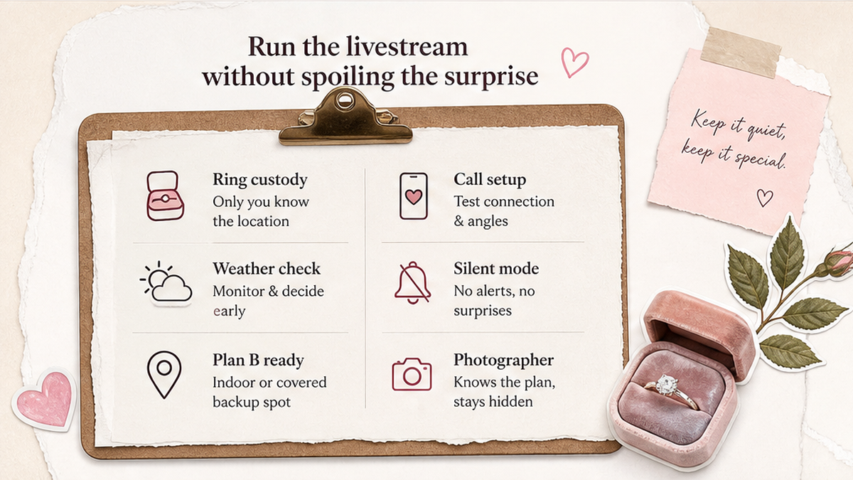 Proposal checklist board: Run the livestream without spoiling the surprise