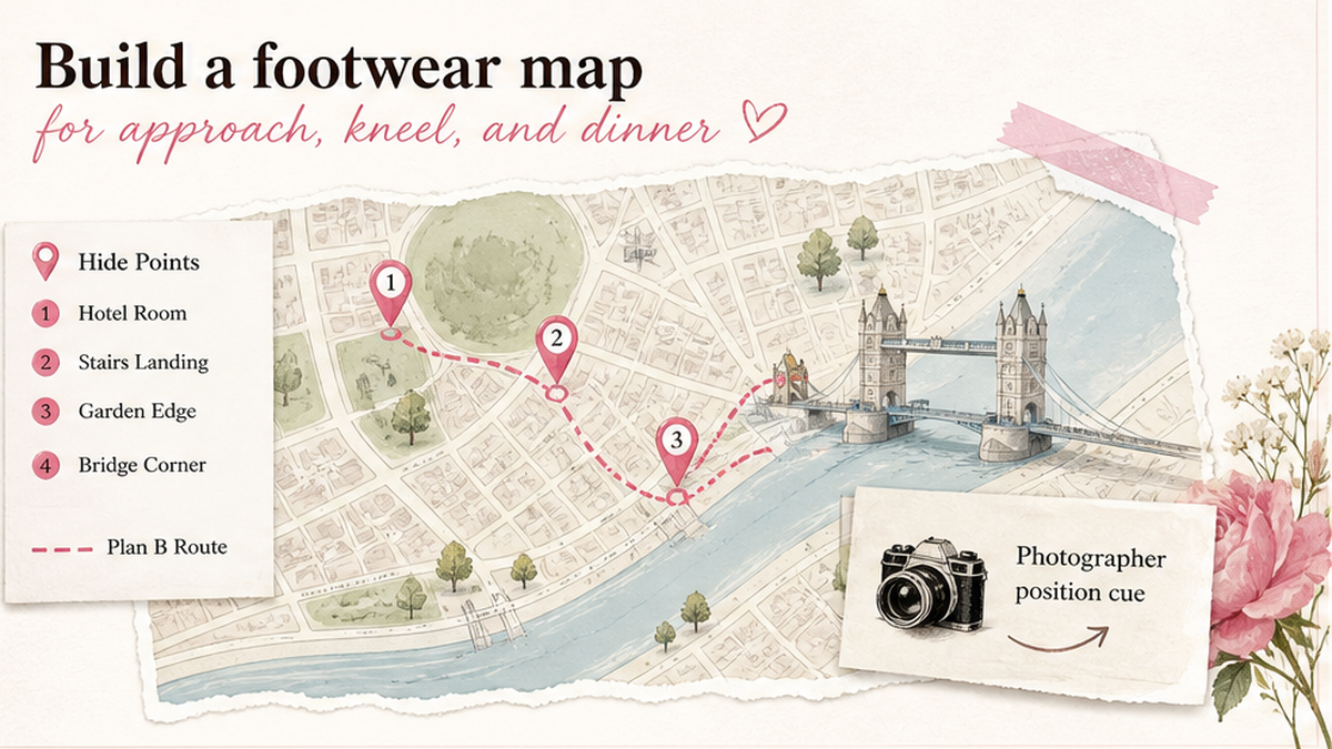 Map pin hide-point board: Build a footwear map for approach, kneel, and dinner