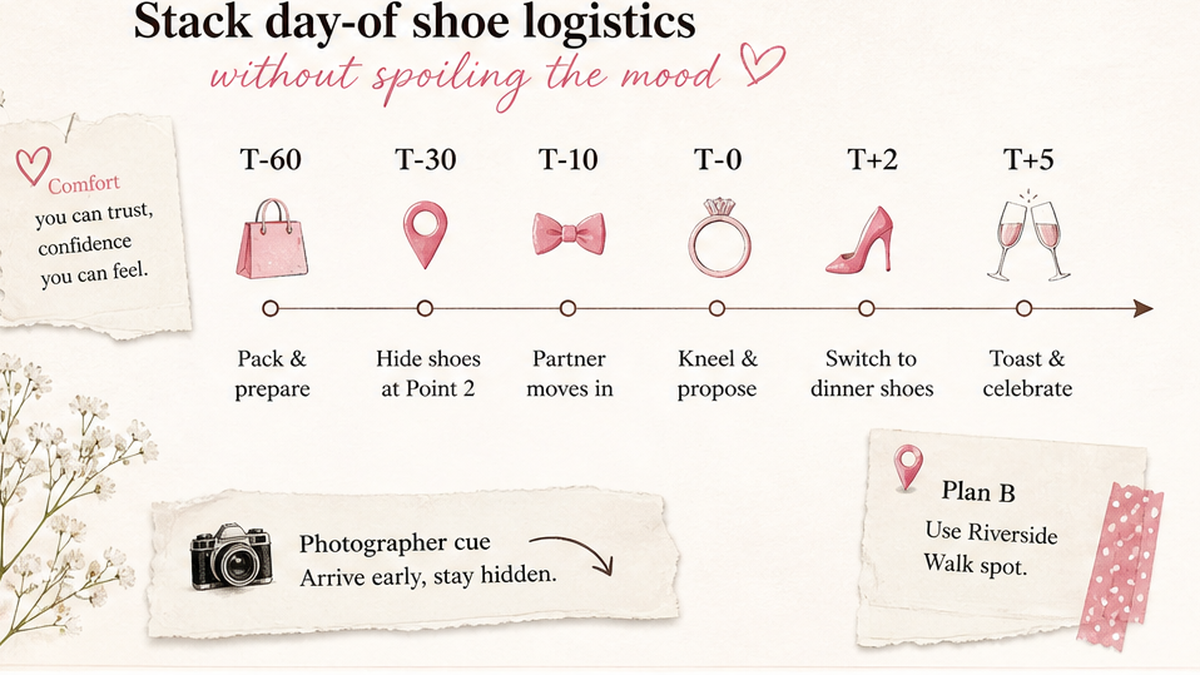 Proposal day timeline: Stack day-of shoe logistics without spoiling the mood