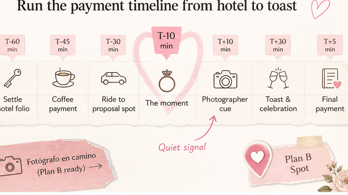 Proposal day timeline: Run the payment timeline from hotel to toast
