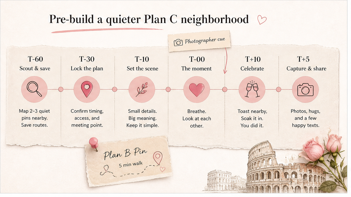 Proposal day timeline: Pre-build a quieter Plan C neighborhood