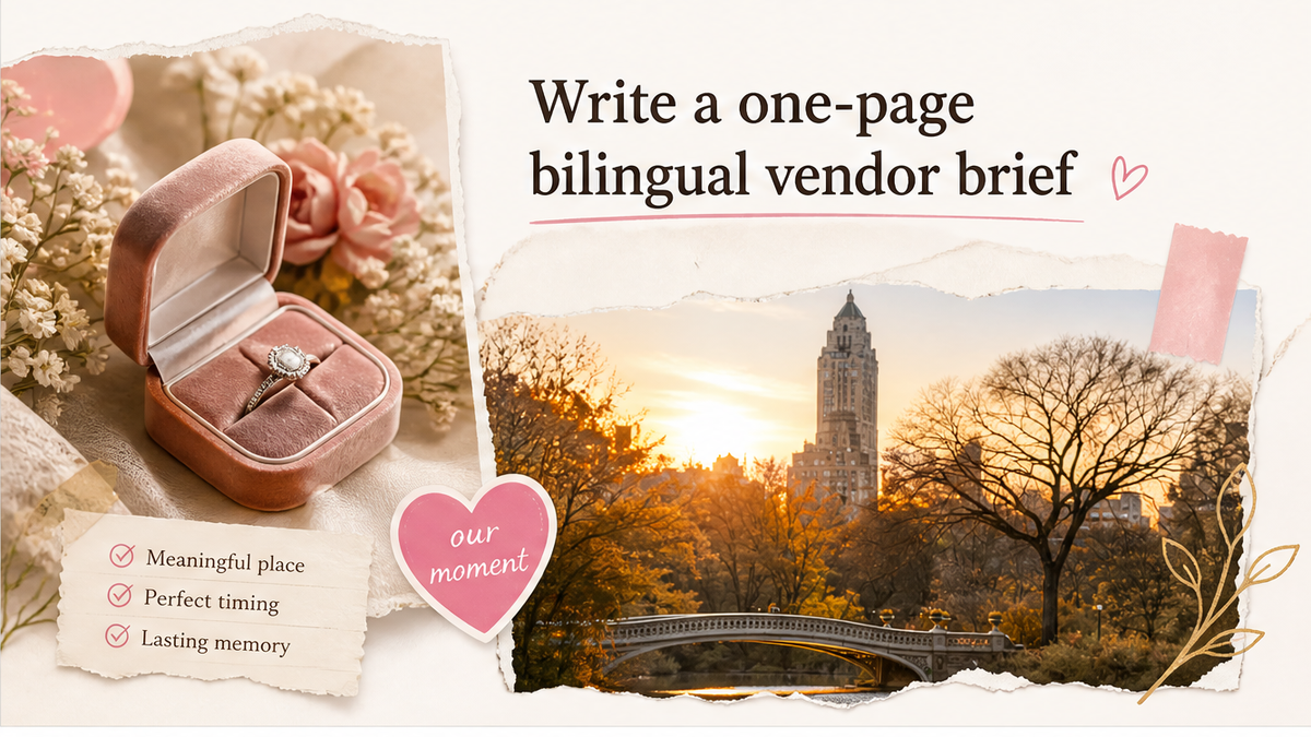 Ring moment detail card: Write a one-page bilingual vendor brief